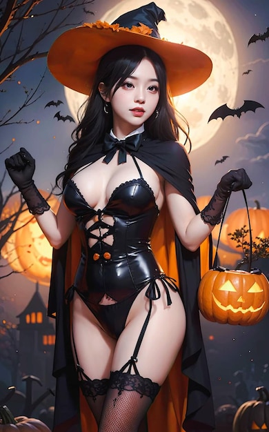 een foto van een vrouw die halloween kleren draagt