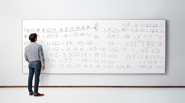 Een foto van een wiskunde les op een whiteboard