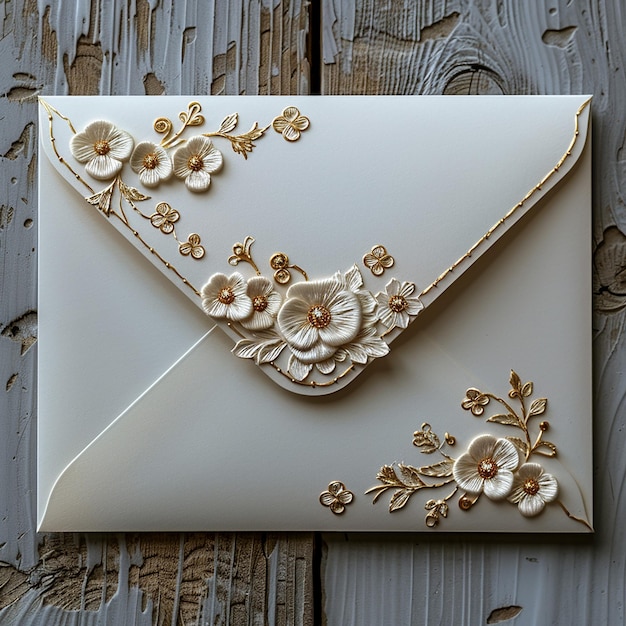 een foto van een wit liefdesbriefontwerp met bloem
