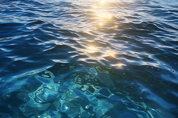 Een foto van een zee waar de zon op schijnt