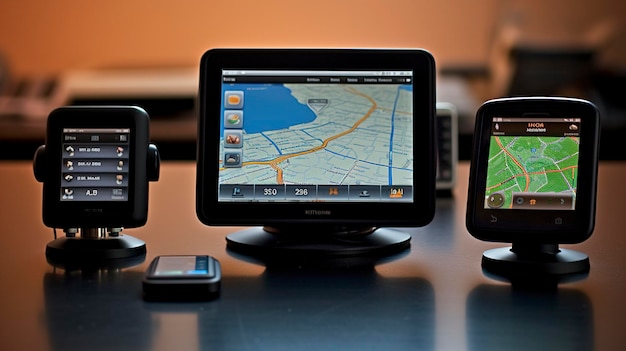 Foto een foto van geavanceerde gps-navigatiesystemen en -apparaten