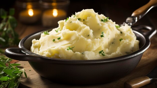 Een foto van gebotterde aardappelpuree