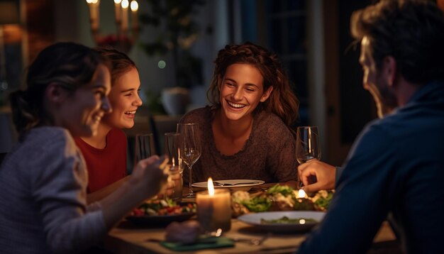 Foto een foto van gezinsdiner heldere gelaatstrekken ontspannen en vreugdevolle studieplek