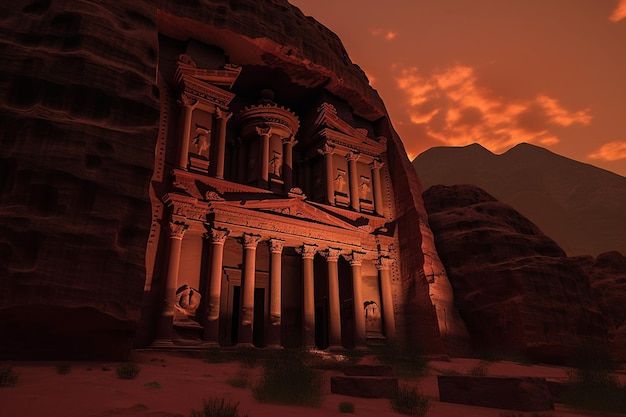 Een foto van het paleis van de doden in petra