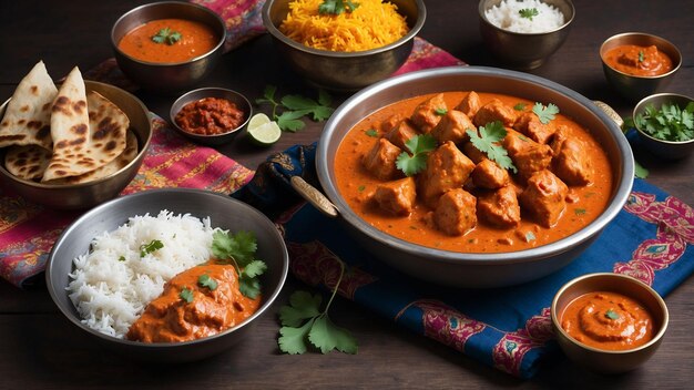 Een foto van hoge kwaliteit vangt de essentie van Chicken Tikka Masala en toont zijn aromatische blen