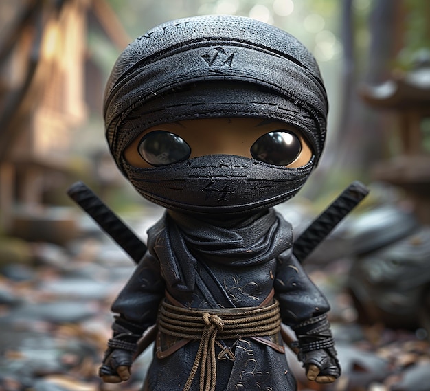 een foto van mini ninja cartoonish personage ontwerp