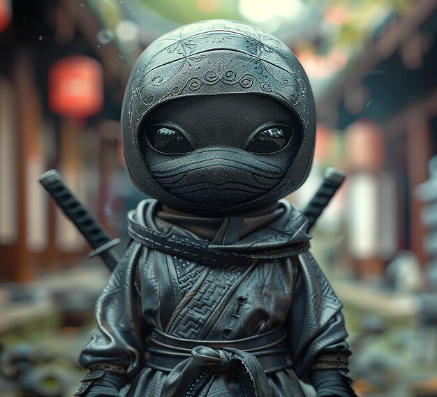 een foto van mini ninja cartoonish personage ontwerp