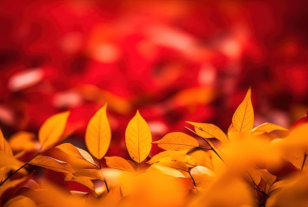 een foto van veel rode bladeren op een geel behang in de stijl van Japanse fotografie