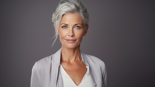 Een fotoportret van een zelfverzekerde dame in studiolicht