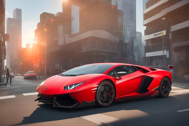 Een fotorealistische hyper Lamborghini supercar gegenereerd door Ai