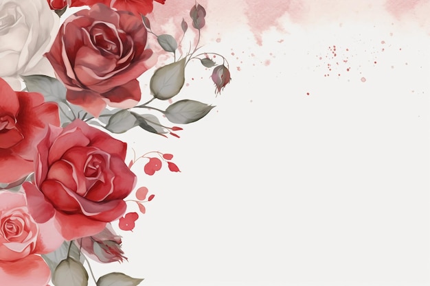 Een frame met bloemen en bladeren in rood en roze sjabloonontwerp voor huwelijksuitnodigingen