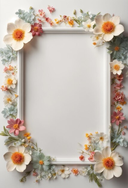 Foto een frame met bloemen.