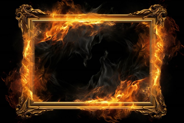 Een frame met een vuur erop dat in brand staat