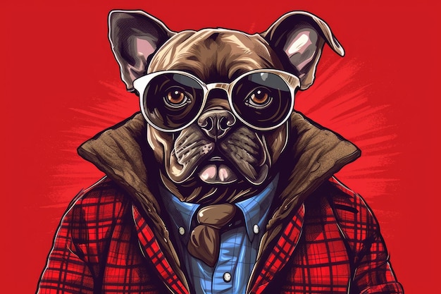 Een Franse bulldog die een jas draagt Illustratie Generatieve AI