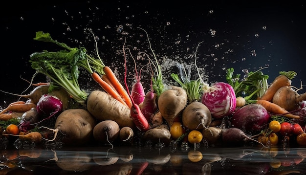 Een frisse en kleurrijke groentesalade, gegenereerd door AI