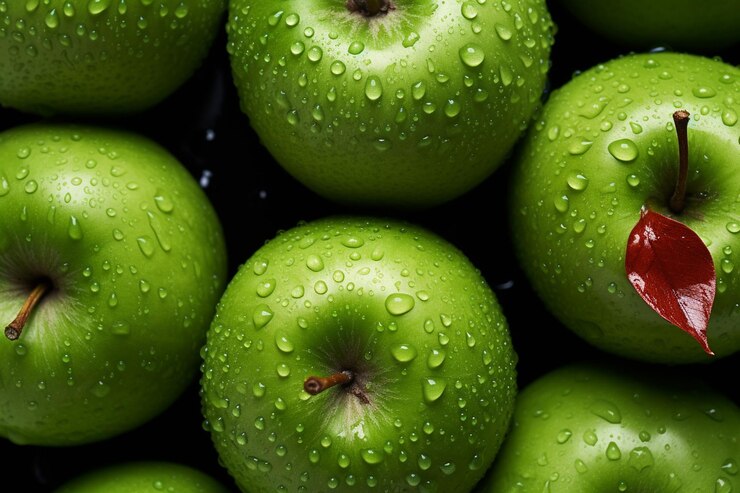 Foto een frisse rood en groen met waterdruppels achtergrond 4k