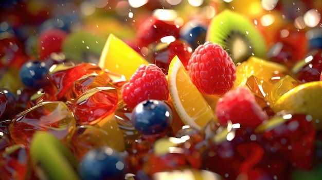 Een fruitsalade met groenten en fruit