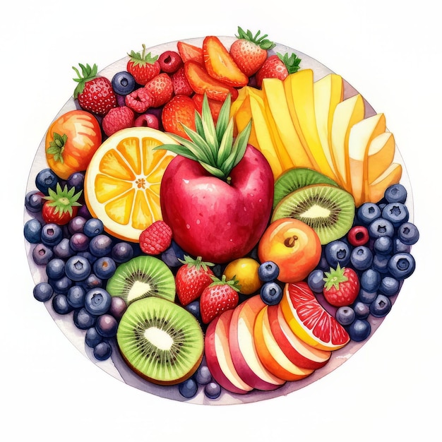 Een fruitschaal met een fruitschaal waarop "fruit" staat.