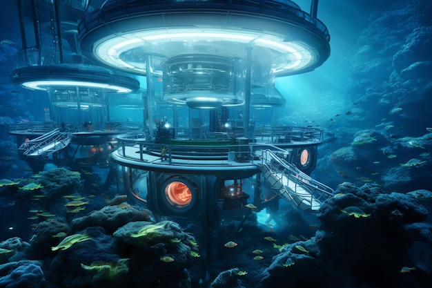 Foto een futuristisch onderwater onderzoeksstation gewijd aan 00272 02