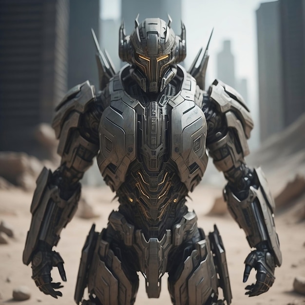 Een futuristische scifi mech robot filmische foto