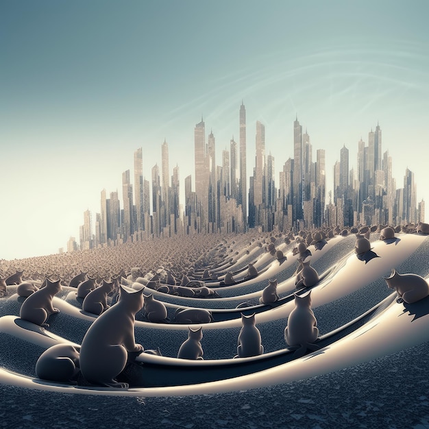 Een futuristische skyline generatieve AI