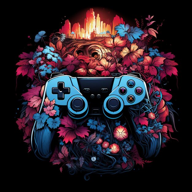 Foto een game controller grafisch t-shirt ontwerp