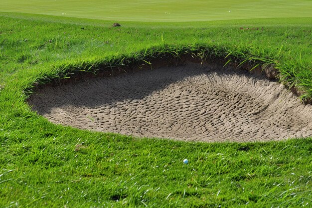 Foto een gat in het gras met een golfbal erin.