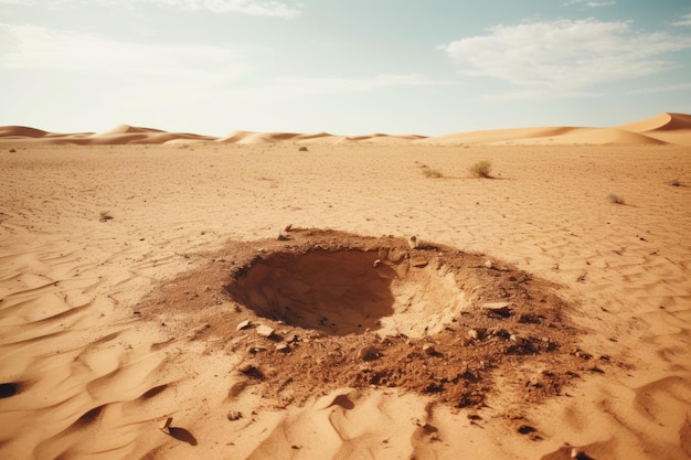 een gat in het zand