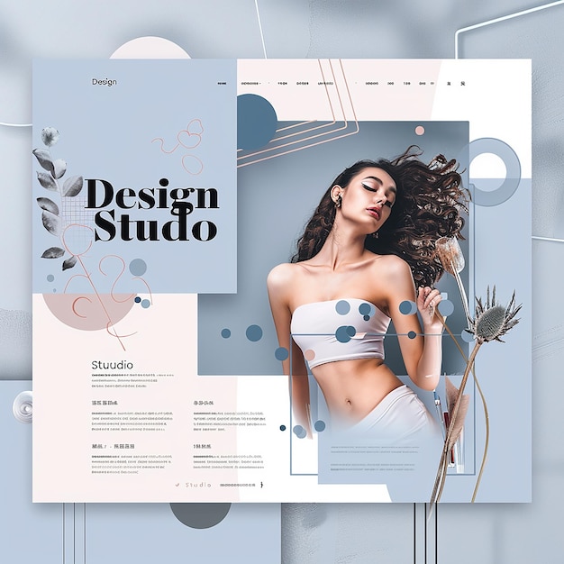 een geavanceerde volledige landingspagina met het woord "Design Studio voor een portfolio"