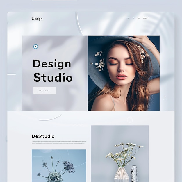een geavanceerde volledige landingspagina met het woord "Design Studio voor een portfolio"