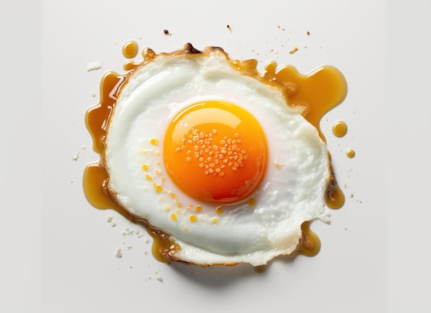 Een gebakken ei met het woord "eieren" erop