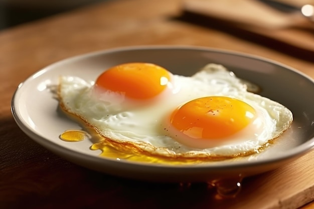 een gebakken ei serveren in de keukentafel professionele reclame food fotografie