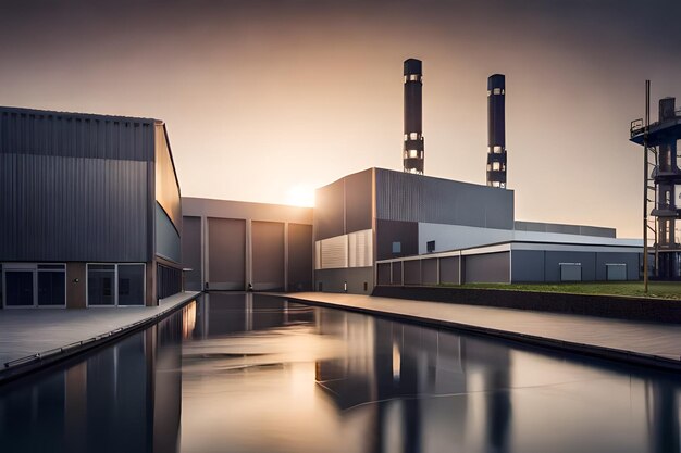 Foto een gebouw met de zon achter zich