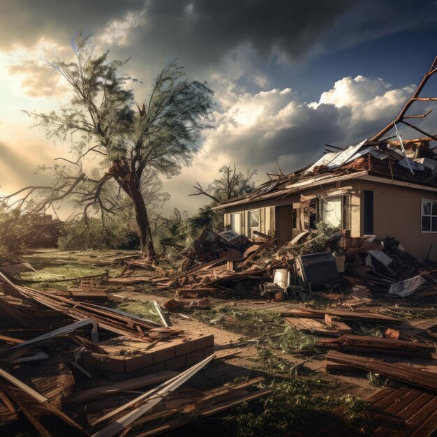 Een gebouw verwoest door een tornado