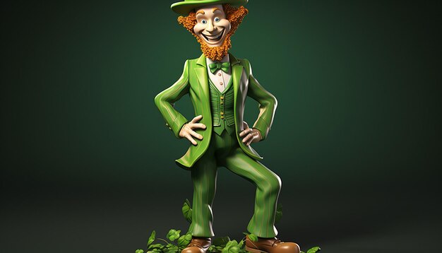 Foto een gedetailleerd 3d-personagemodel van een grillige leprechaun