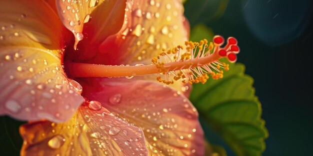 Foto een gedetailleerd beeld van een bloem met glinsterende waterdruppels perfect om een frisse en natuurlijke touch toe te voegen aan elk project