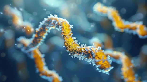 Foto een gedetailleerd beeld van een chromosoom dat zijn gecondenseerde structuur en de daarin vervatte genen toont