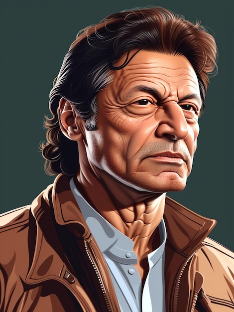 Een gedetailleerde realistische vectorkunstillustratie van Imran Khan met een focus op zijn gelaatstrekken