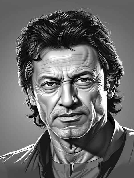 Een gedetailleerde realistische vectorkunstillustratie van Imran Khan met een focus op zijn gelaatstrekken