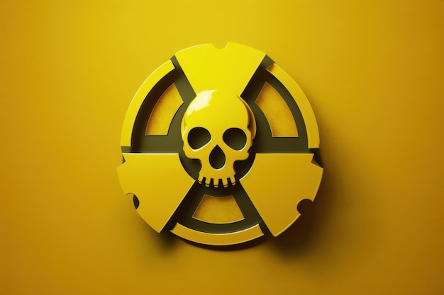 Foto een geel bord met een zwart symbool waarop 'nucleair' staat generatieve ai
