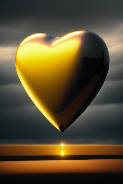 Een geel hart met het woord liefde erop