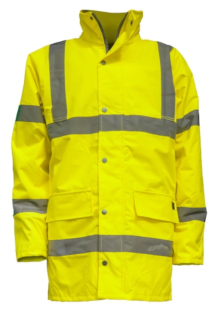 Een Geel Hi Vis Veiligheidsvest Met Hoge Zichtbaarheid Geïsoleerd Op Een Witte Achtergrond