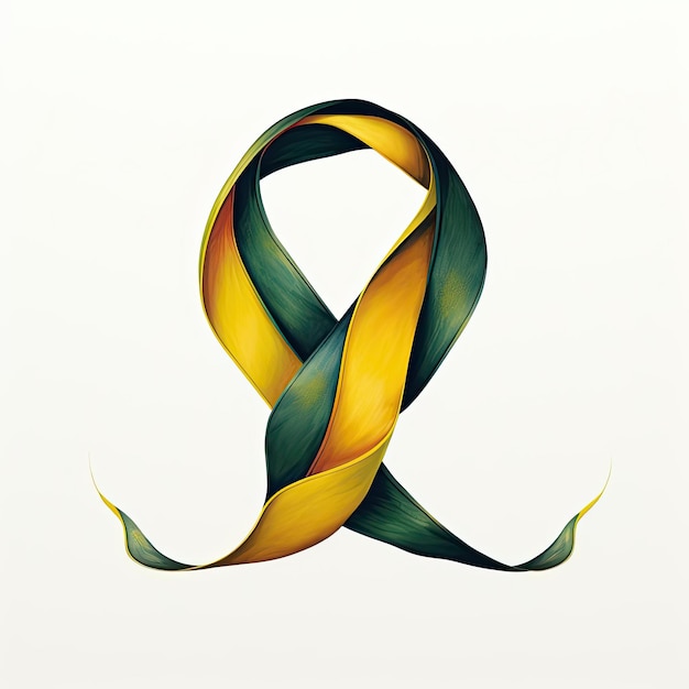 een geel ribbon met kanker op een witte achtergrond