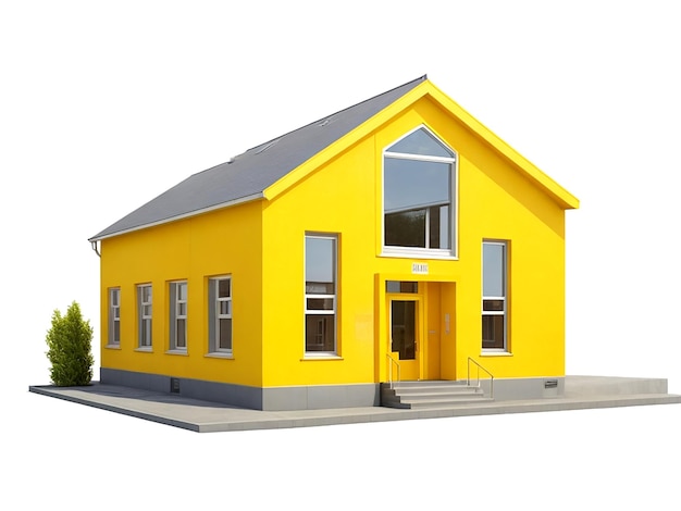 Een geel schoolgebouw geïsoleerd AI_Generated