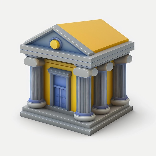 een gegenereerde illustratie van het bedrijfsconcept 3D Bankgebouw geïsoleerd op het witte