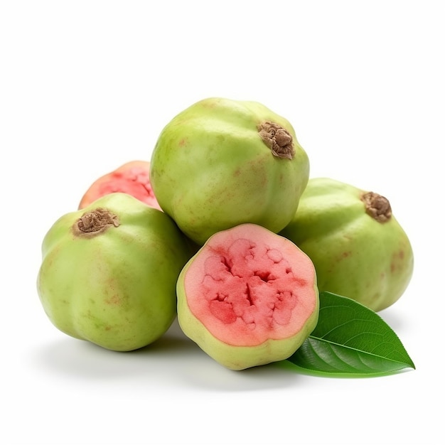 Een geïsoleerde bos guava op een witte achtergrond ai gegenereerd