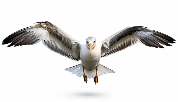 Een geïsoleerde zeevogel in een verhoogde voorkant op White
