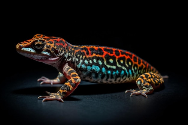 Een gekko met kleurrijke markeringen op zijn lichaam