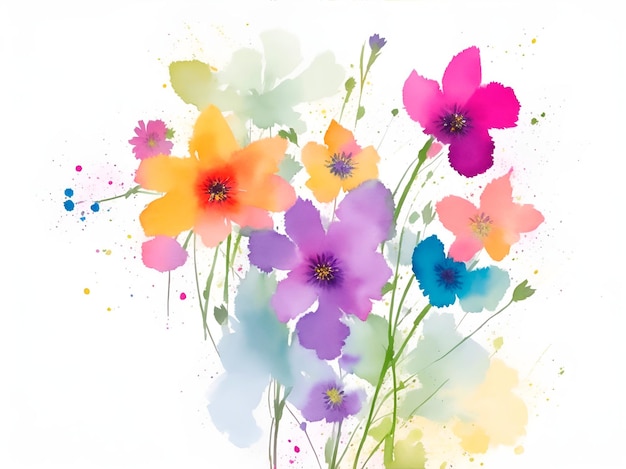 Een gekleurd bloemenpatroon op een witte achtergrond