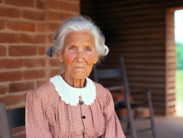 Foto een gekleurde oude foto van een vrouw uit begin 20e eeuw